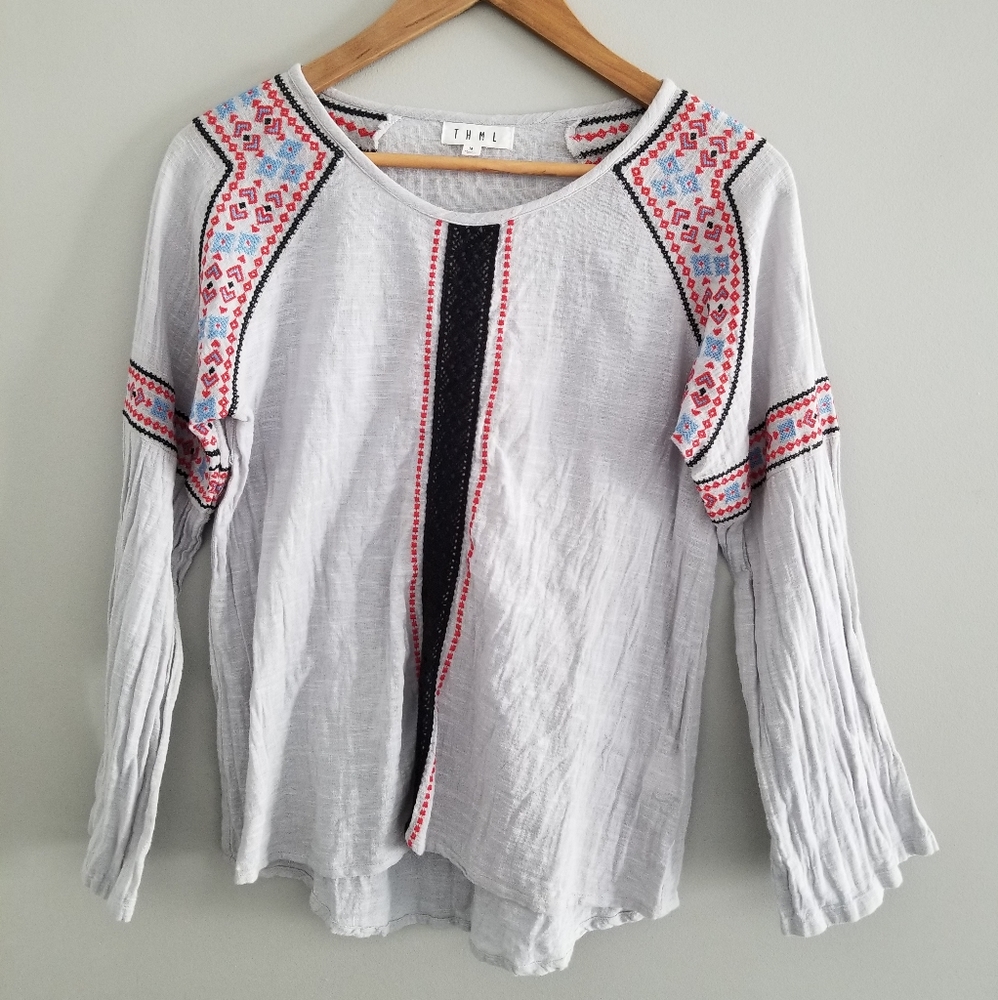 THML cotton embroidered boho blouse